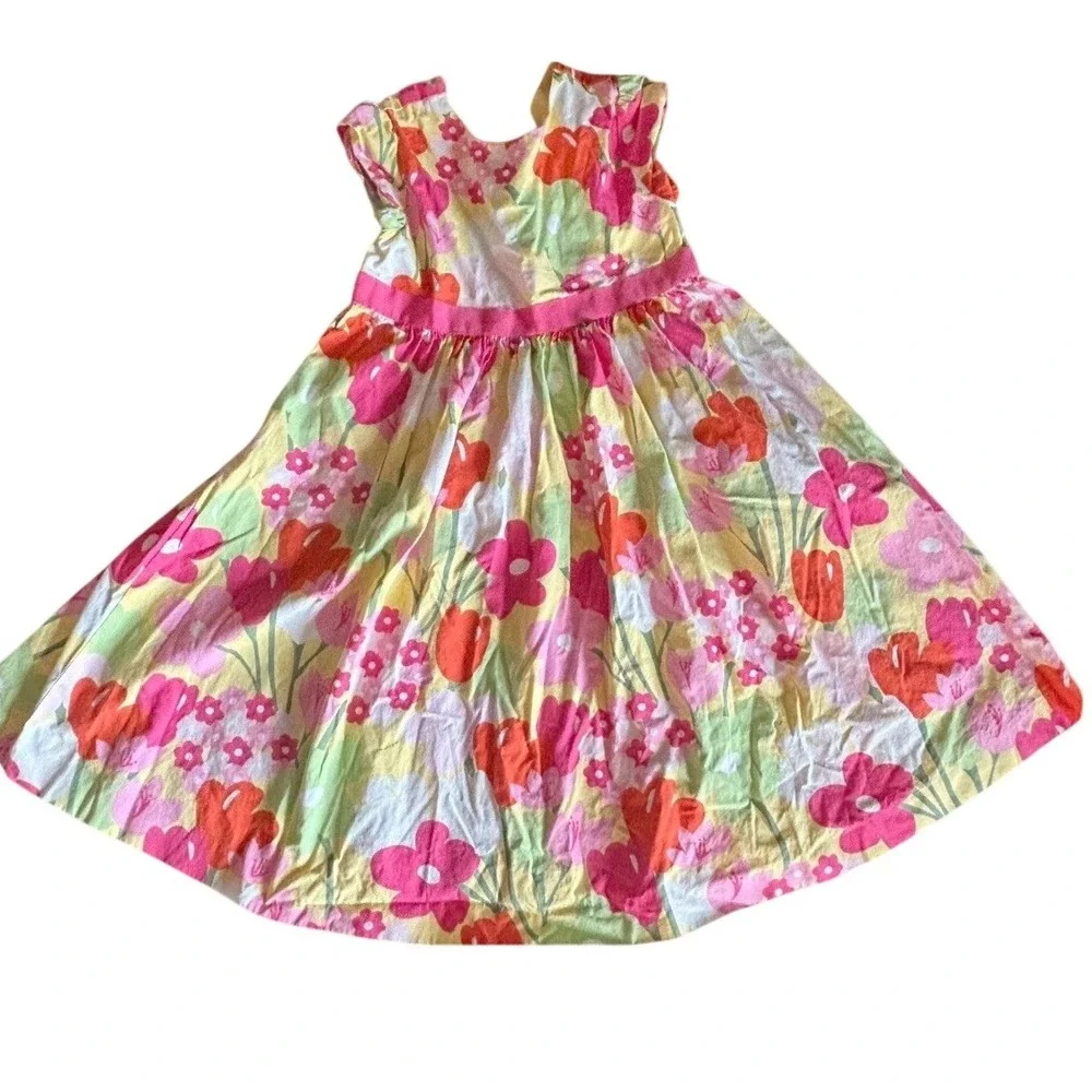 Gymboree Dress Kids Size 6 Multi Floral Cutout Back Summer Sundress Bright 2012